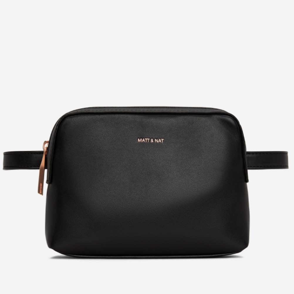 Matt & Nat Black Crossbody Pouch With Rose Gold Hardware